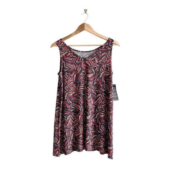 NWT Kim & Co Womens Abstract Print Sleeveless Tank Top Green Multicolor Size S - Picture 1 of 6